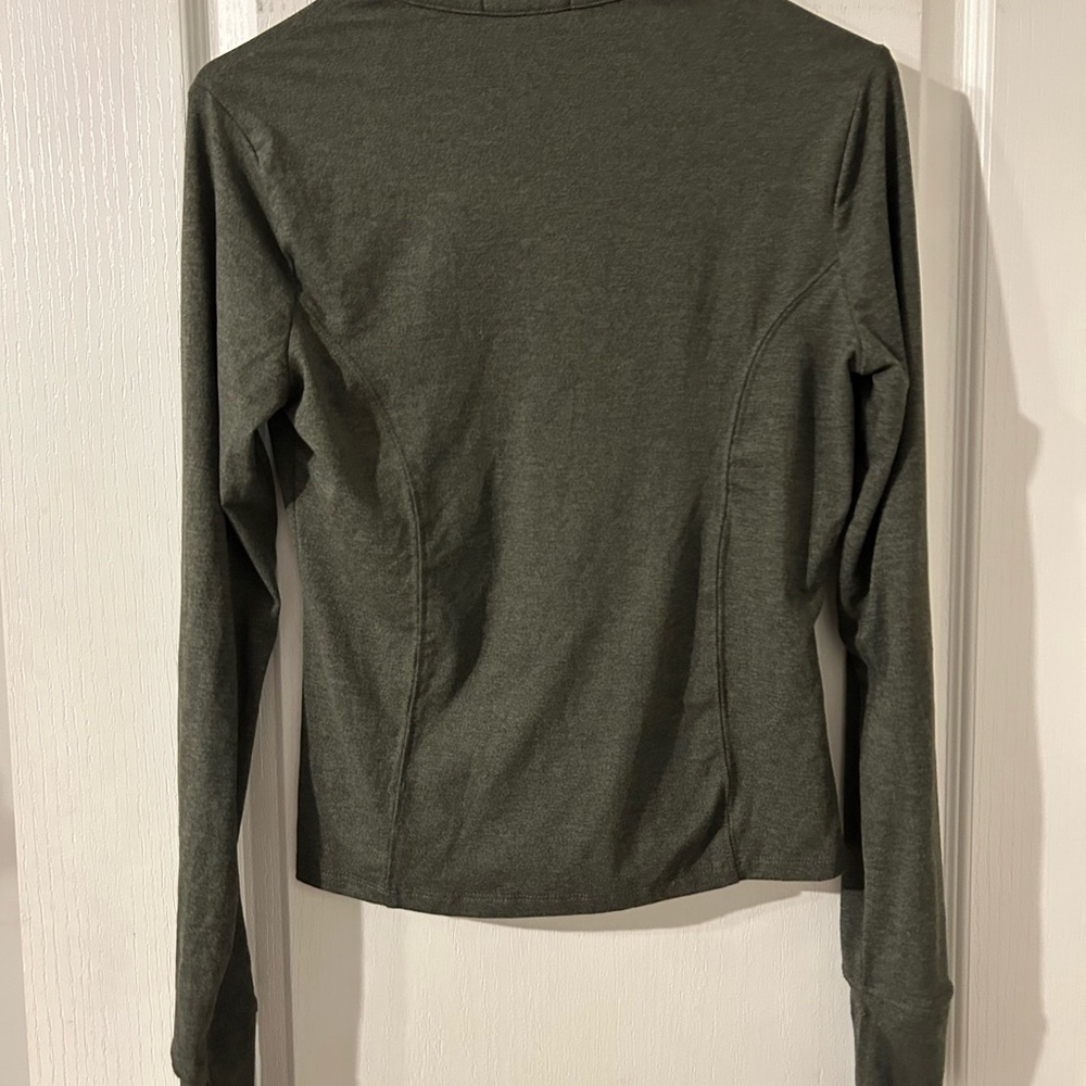 Zobha Cropped 1/4 Zip Pullover Olive Long Sleeve Athletic Top Size S - Picture 4 of 4